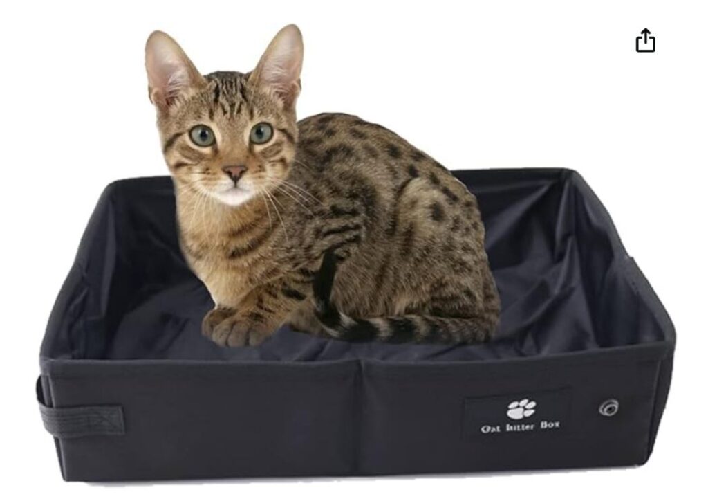 le bac à litière pliable, idéal pour partir en vacances avec son chat